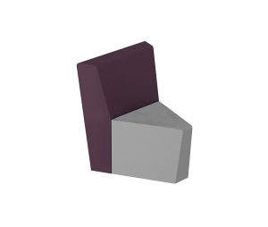 A imagem mostra o módulo 45º - poltrona com encosto na cor cinza e roxo.